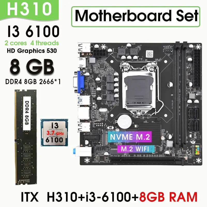 H310  Lga 1151 ŰƮ, DDR4 8GB RAM  I3 6100 3.7GHz CPU, HD ׷ 530, Placa Mae ̹ ũž LGA1151 Ʈ
